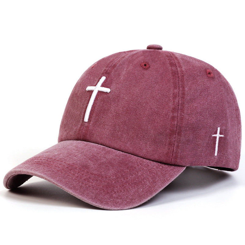 Four Seasons Embroidered Cross Casual Versatile Sun Hat