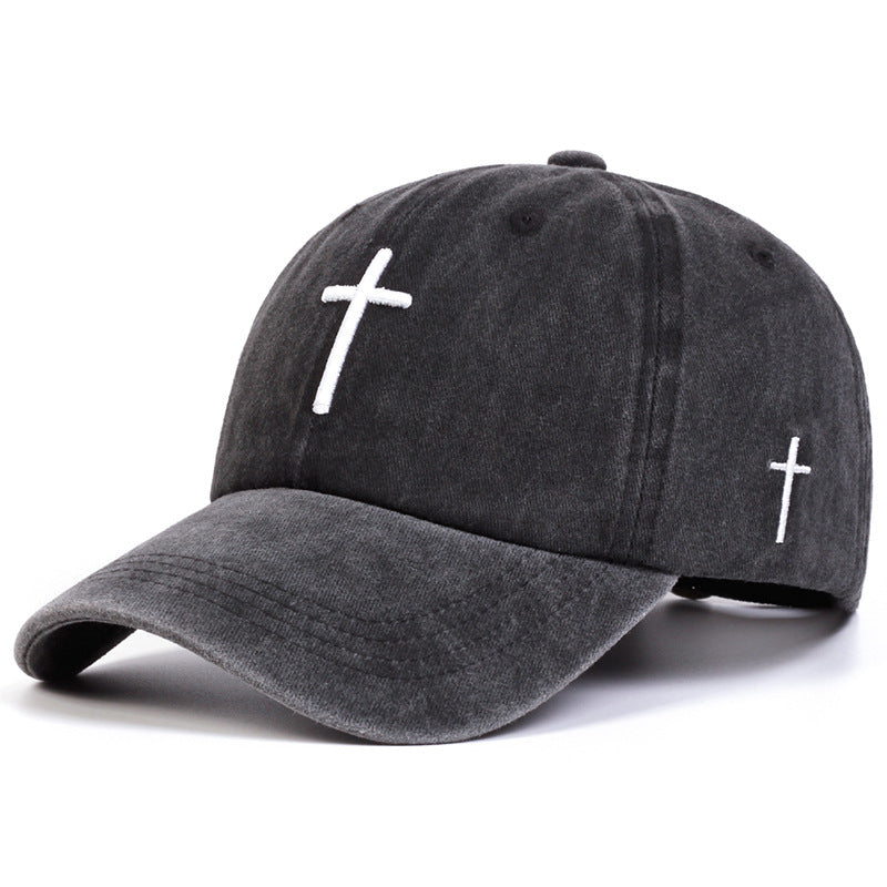 Four Seasons Embroidered Cross Casual Versatile Sun Hat