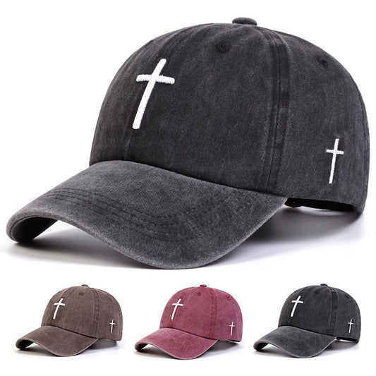 Four Seasons Embroidered Cross Casual Versatile Sun Hat